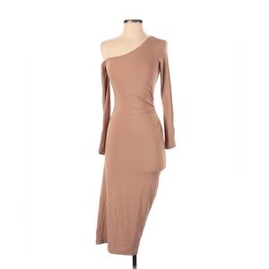 Astr One-Shoulder Tan Dress